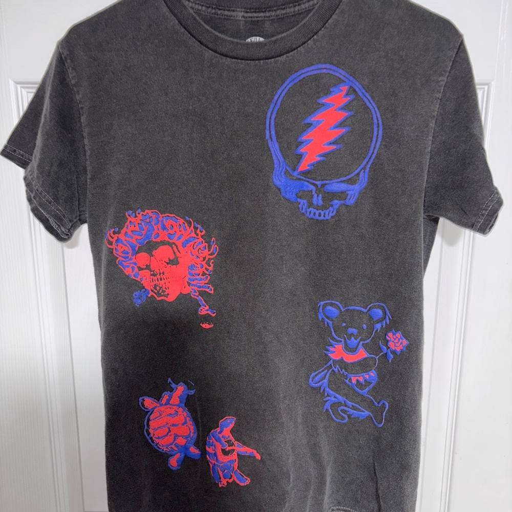 Grateful Dead T-Shirt - Black with Red and Blue Designs